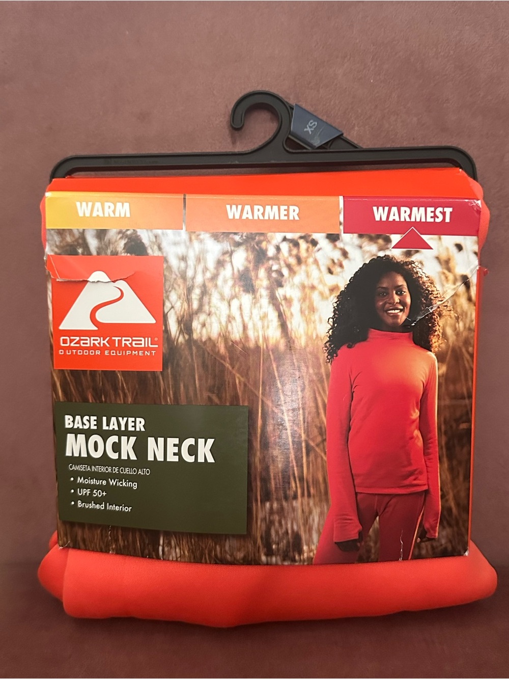 Ozark Trail Coral Mock Neck Base Layer - Coral Red